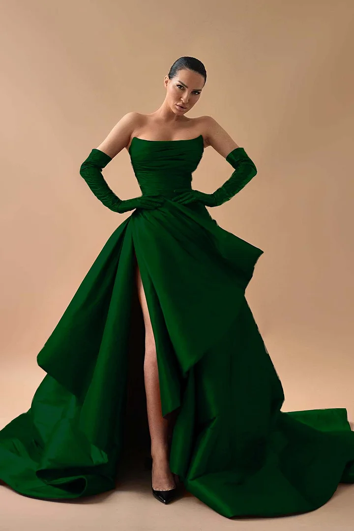 emerald green dress with gloves Bardot Bridesmaid Dress in Strapless dress Color:Advanced Gray This garment fits true bestseller1
