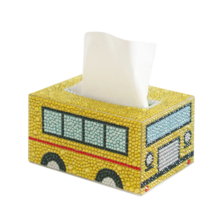 Diamond Painting Tissue Box Tissue Holder DIY Desktop Craft (School Bus)