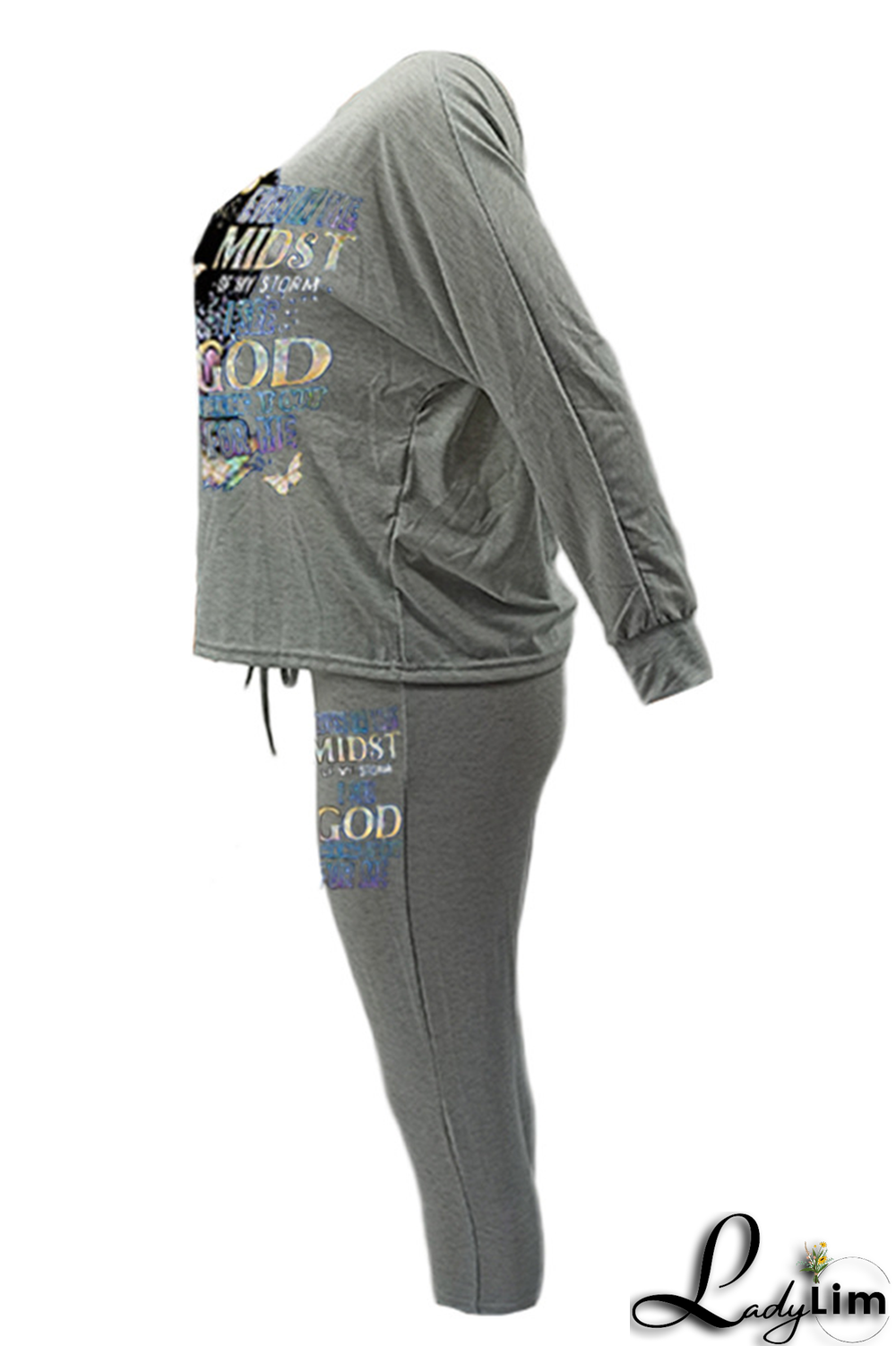 Black Fashion Print Patchwork One Shoulder Long Sleeve Two Pieces