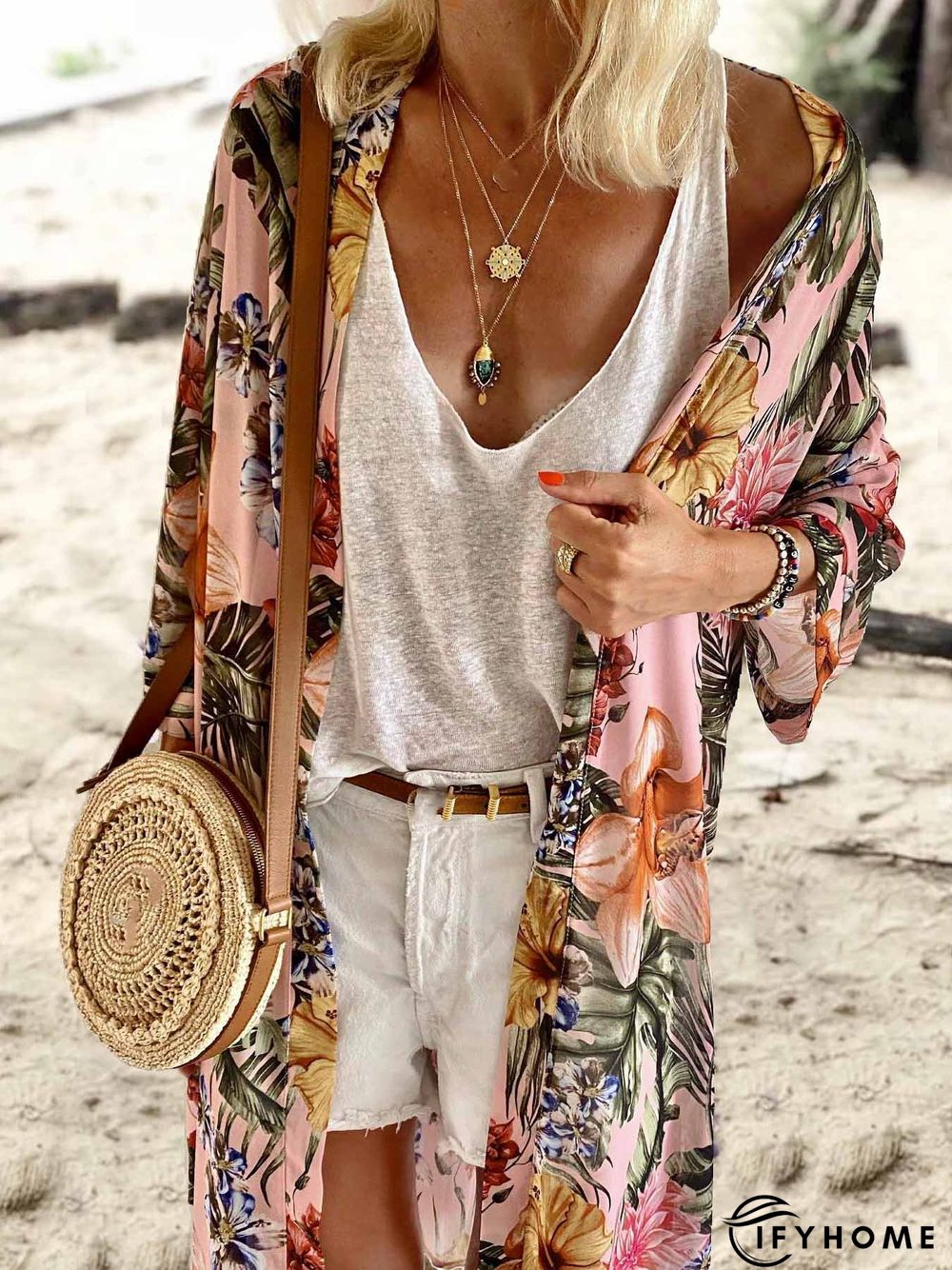 Loose Others Vacation Red Floral Cardigan | IFYHOME
