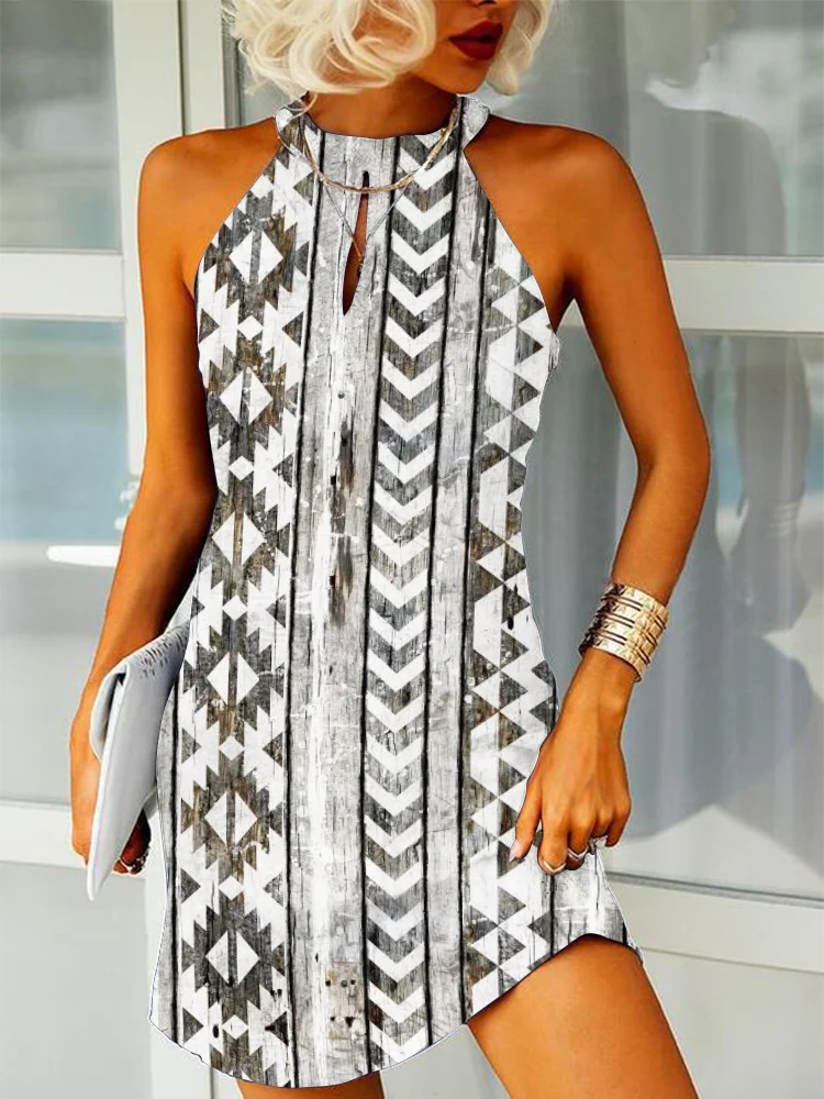 Western Navajo Pattern Slim Fit Mini Dress