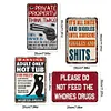4PCS Warning - Metal Tin Signs(8*12Inch/12*16Inch)