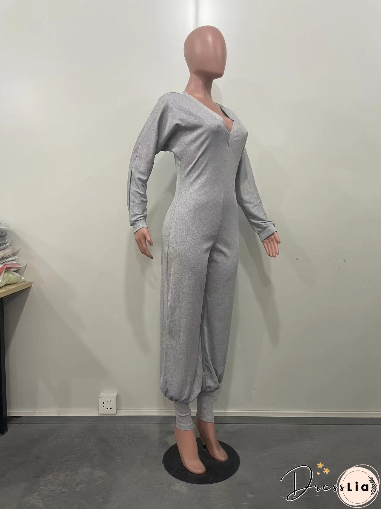 Women Ribbed Solid Patchwork Jumpsuit