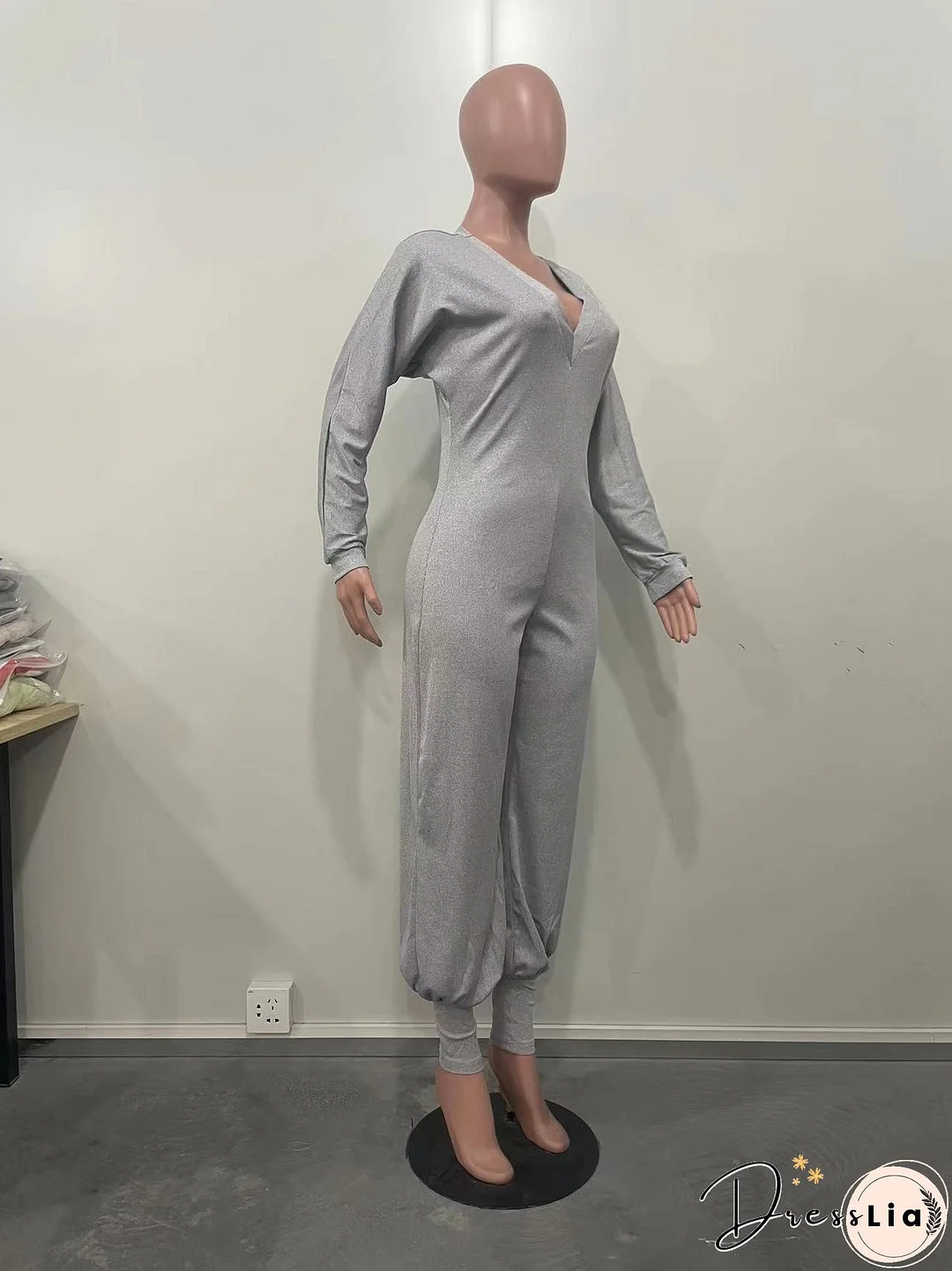 Women Ribbed Solid Patchwork Jumpsuit