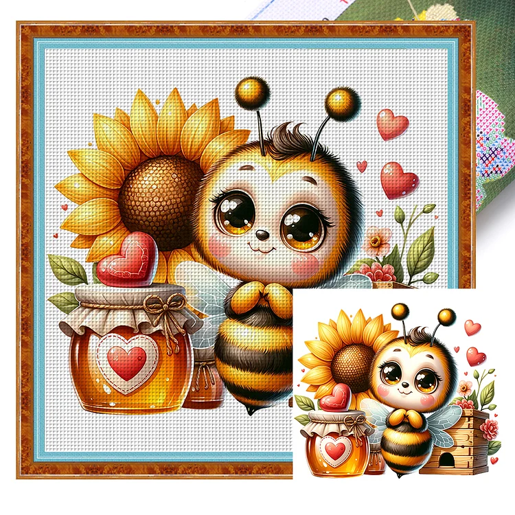 Valentine'S Day Bee 18CT (25*25CM) Stamped Cross Stitch gbfke