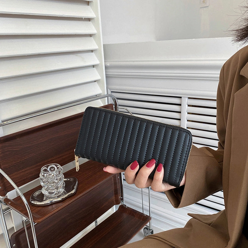 Women’s Solid Color Pu Leather Zipper Wallets