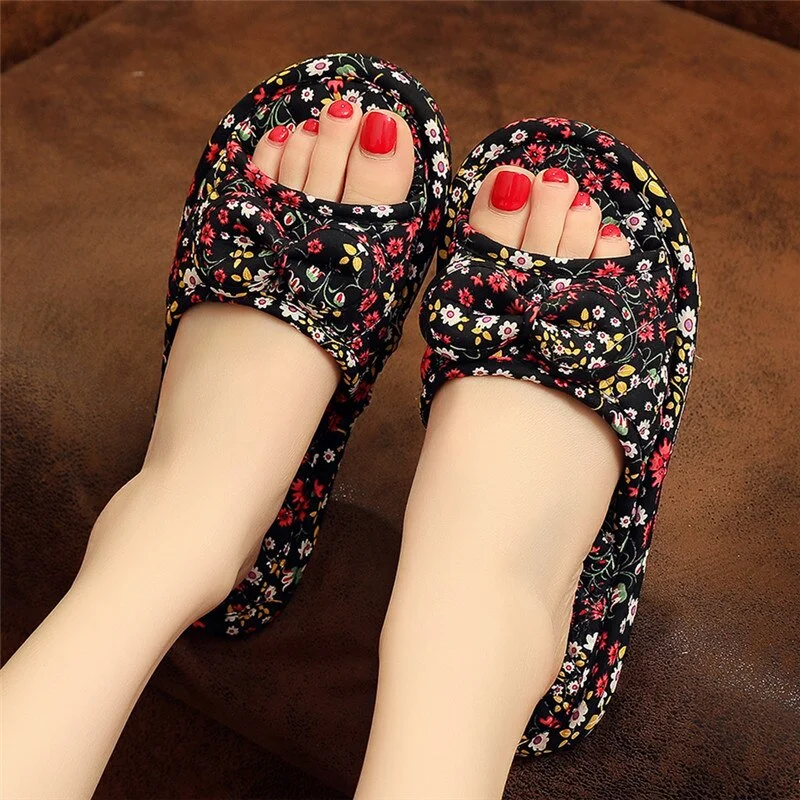 New Silent Women's Slipper Particles Non-Slip House Slippers for Women Soft Bottom Indoor Four Seasons Print Female Slippers