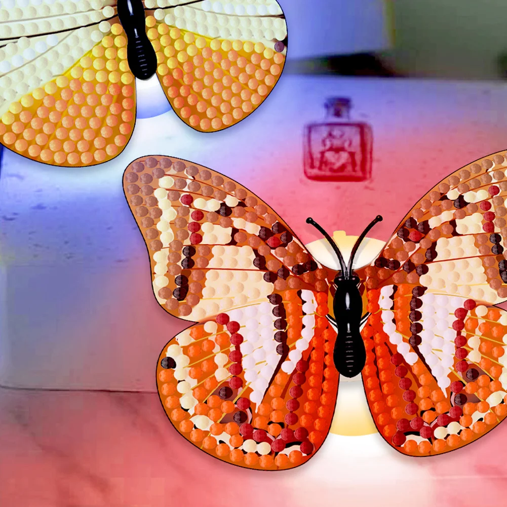 6Pcs Butterfly DIY Diamond Painting Decorative Stickers Set with Light