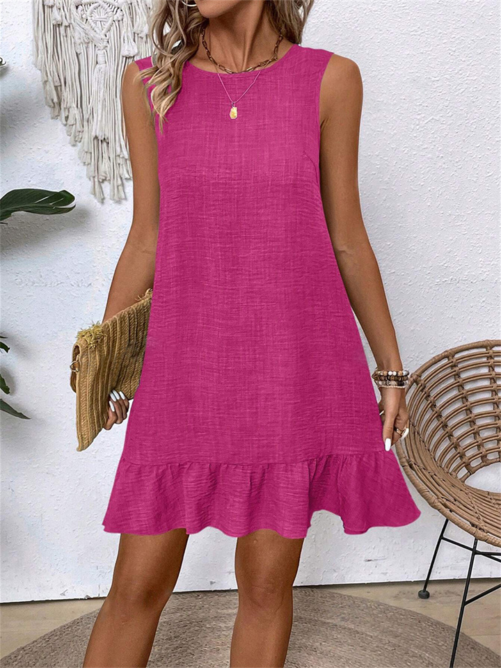 Summer New Women's Undershirt Dress Ruffled Sleeveless Casual Dresses-JRSEE