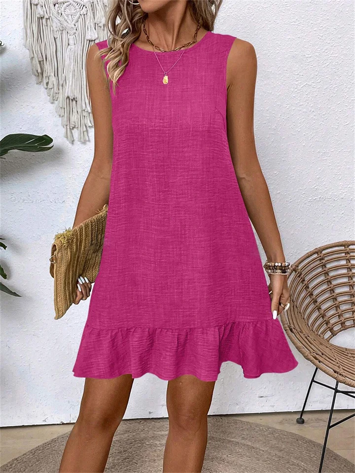 Summer New Women's Undershirt Dress Ruffled Sleeveless Casual Dresses-JRSEE