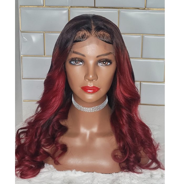 WeQueen 18 Inches 5”x5” Lace Closure Burgundy Body Wavy Wig