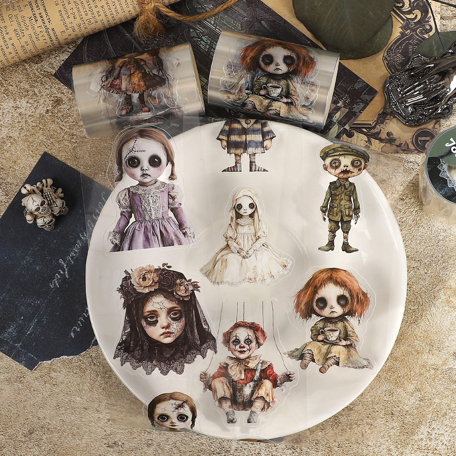 PET 테이프 - 60mm*200cm 빈티지 스크레이 인형 캐릭터