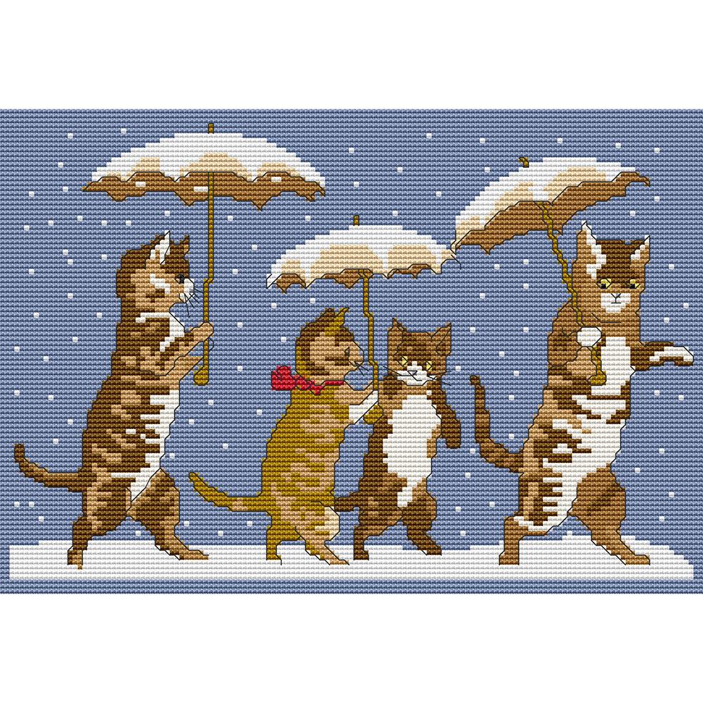 

Kitten With Umbrella - 14CT Stamped Cross Stitch - 34x25cm, 501 Original