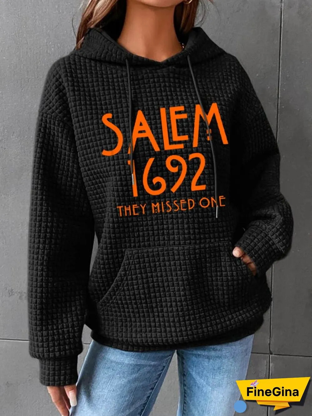 Women's 1692 They Missed One Salem Witch Print Waffle Hoodie