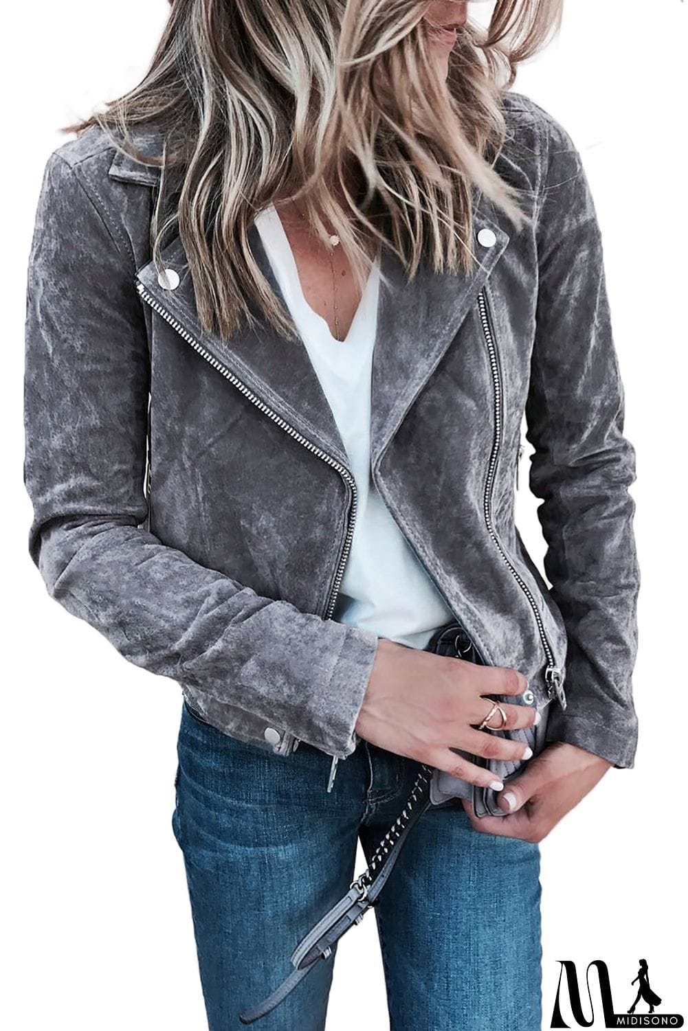 MidiSono - Suede Moto Jacket