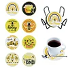 8Pcs/set Diamond Painting Bee Coaster Cup Cushion Home Decor