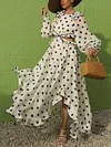 Empire Polka Dot Long Sleeves Maxi Dress