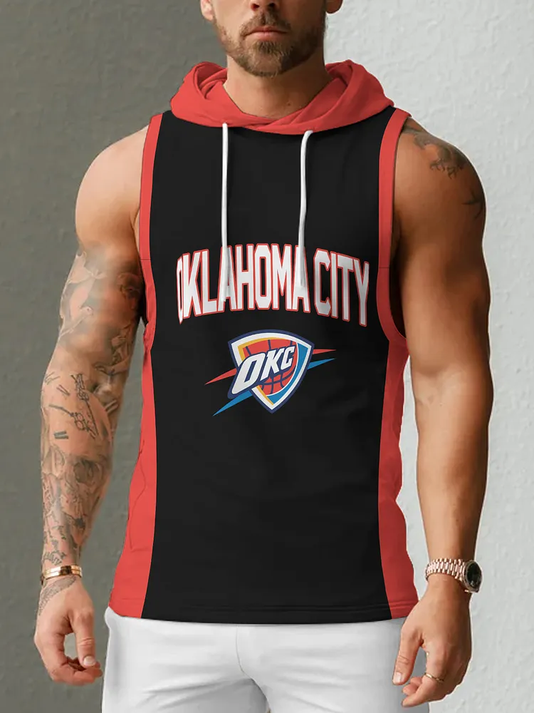 Oklahoma City Thunder  Men's Casual Comfy Sleeveless Hooded Tank Top