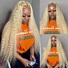 Honey Blonde Curly Transparent Lace Frontal Wig