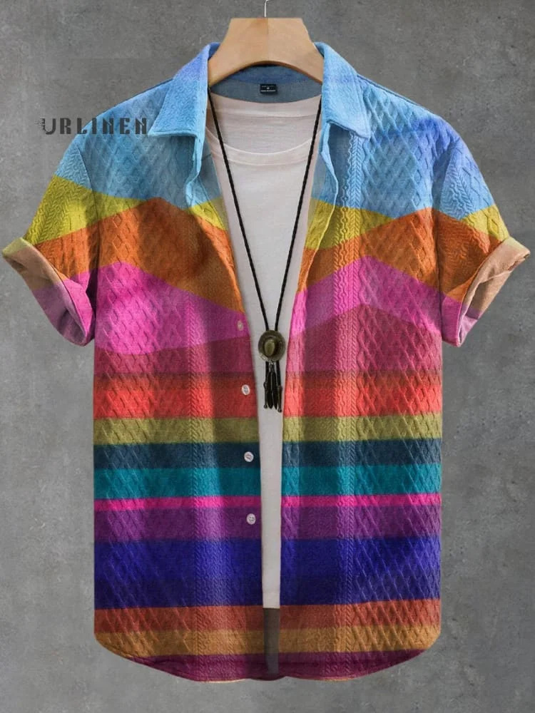 Vintage ART Print Casual Jacquard Shirt