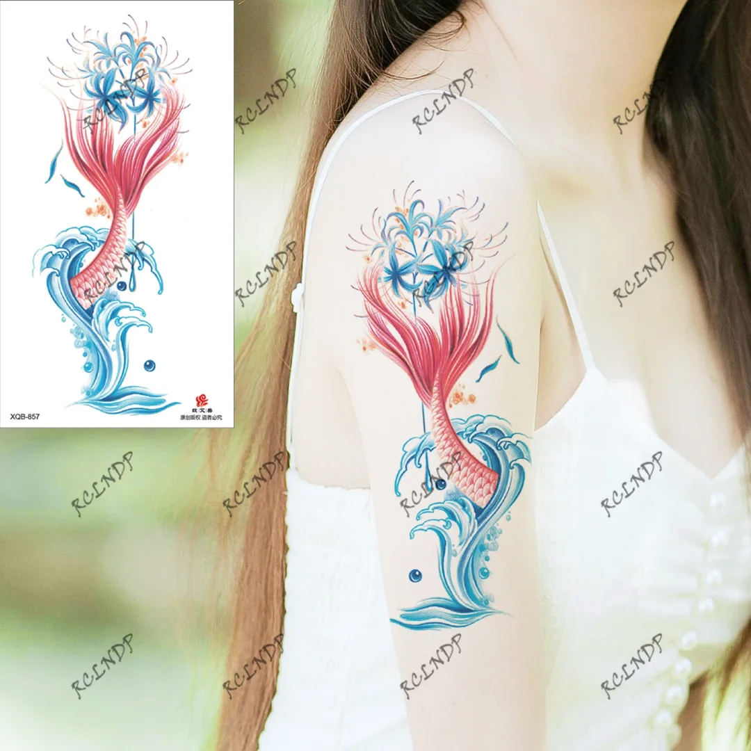 Sdrawing Temporary Tattoo Sticker Rose Flower Butterfly Dragon Whale Wolf Bird Fake Tatto Flash Tatoo Tato for Women