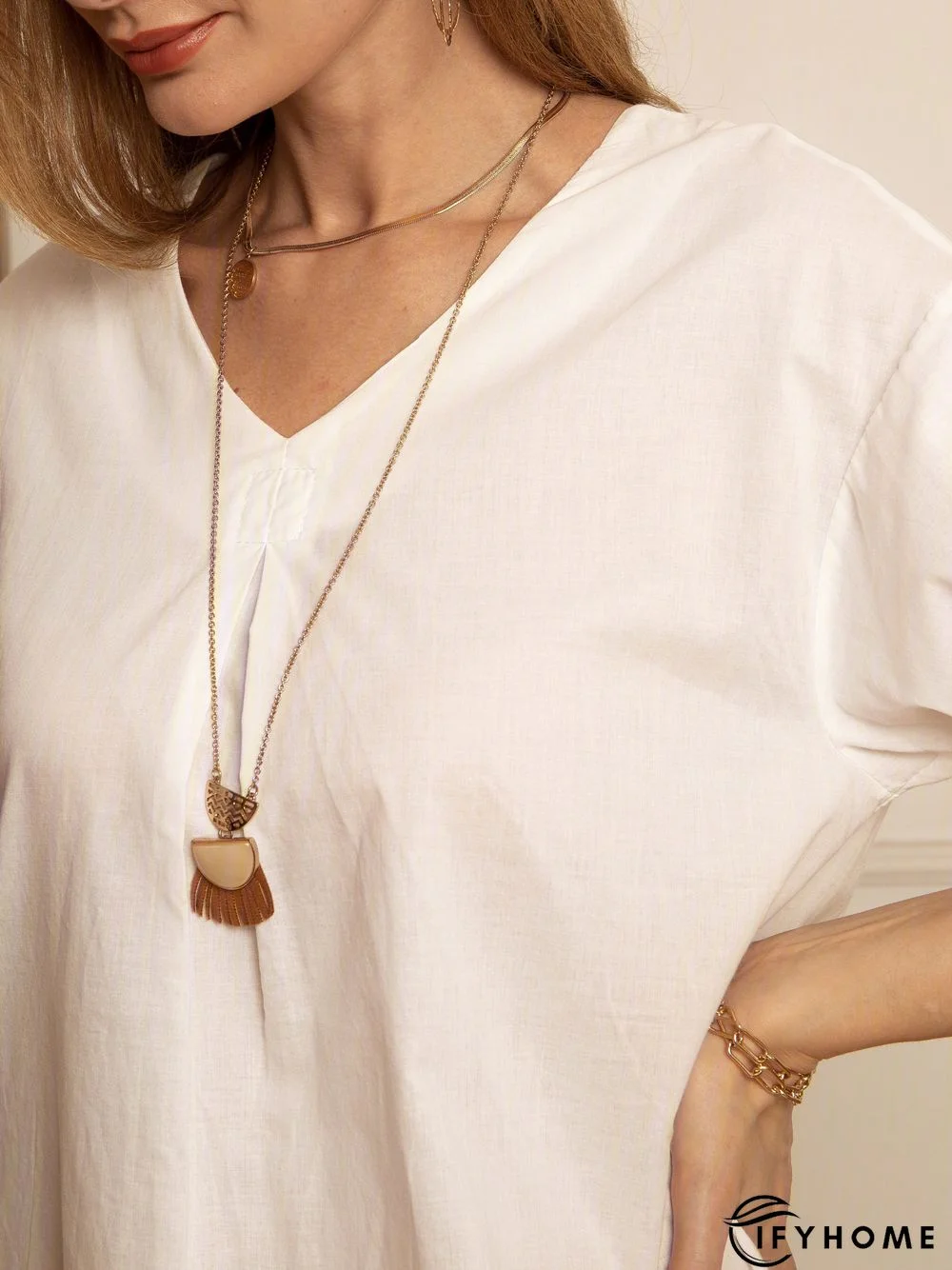 Casual Long Sleeve Cotton Solid Casual Tops | IFYHOME