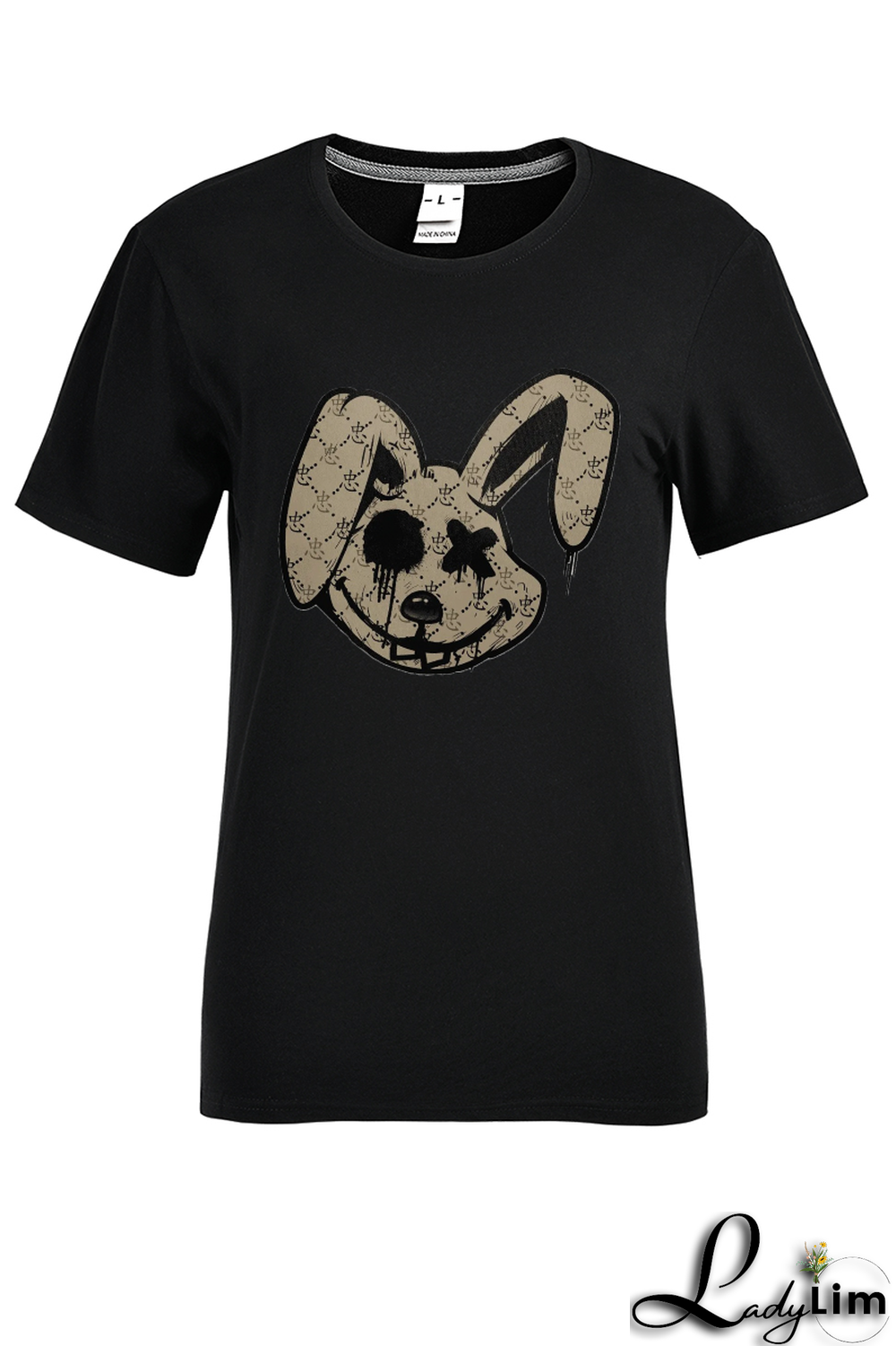 Black Casual Street Print Patchwork O Neck T-Shirts