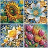 (4er-Pack) Blumen - speziell geformtes Diamantgemälde - 30*30cm