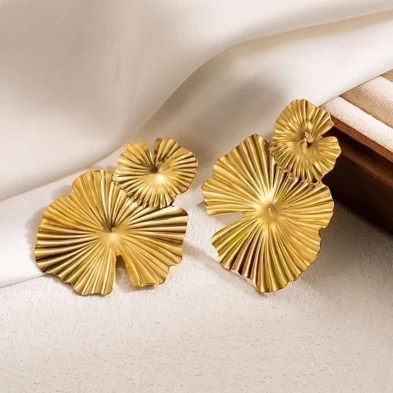 1 Pair IG Style Leaves Flower Ginkgo Leaf Plating 304 Stainless Steel 18K Gold Plated Stainless Steel Earrings