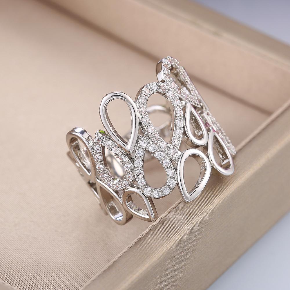 Hollow Out Water Drop Shape Women Wedding Rings | Oxredo Shop Ramadan Sale