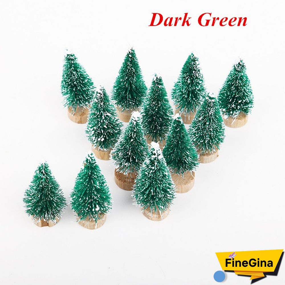 Wholesale 12/24Pcs Tabletop Christmas Pine Tree Xmas Mini Snow Trees Small Decoration Gifts