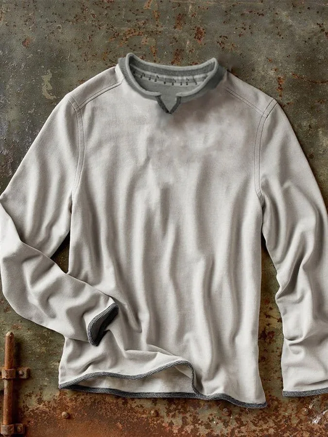 Men's Small V Solid Color Long Sleeve Top