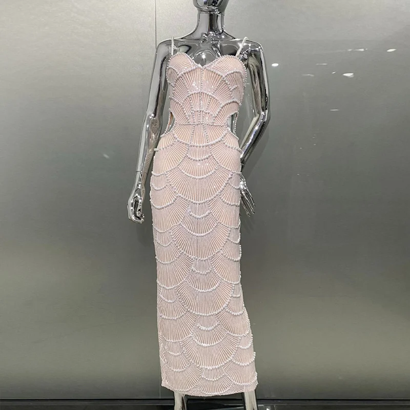 Zingj Leaning Heavy Industry Nail Bead Dress Suspension V Tie Slim Sister Sexy Pure Ass Skirt