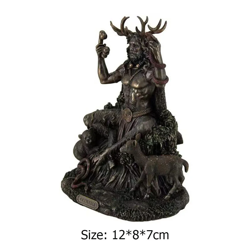 Resin Cernunnos Horned Animal God Statue Figurine Garden Home God Sculpture