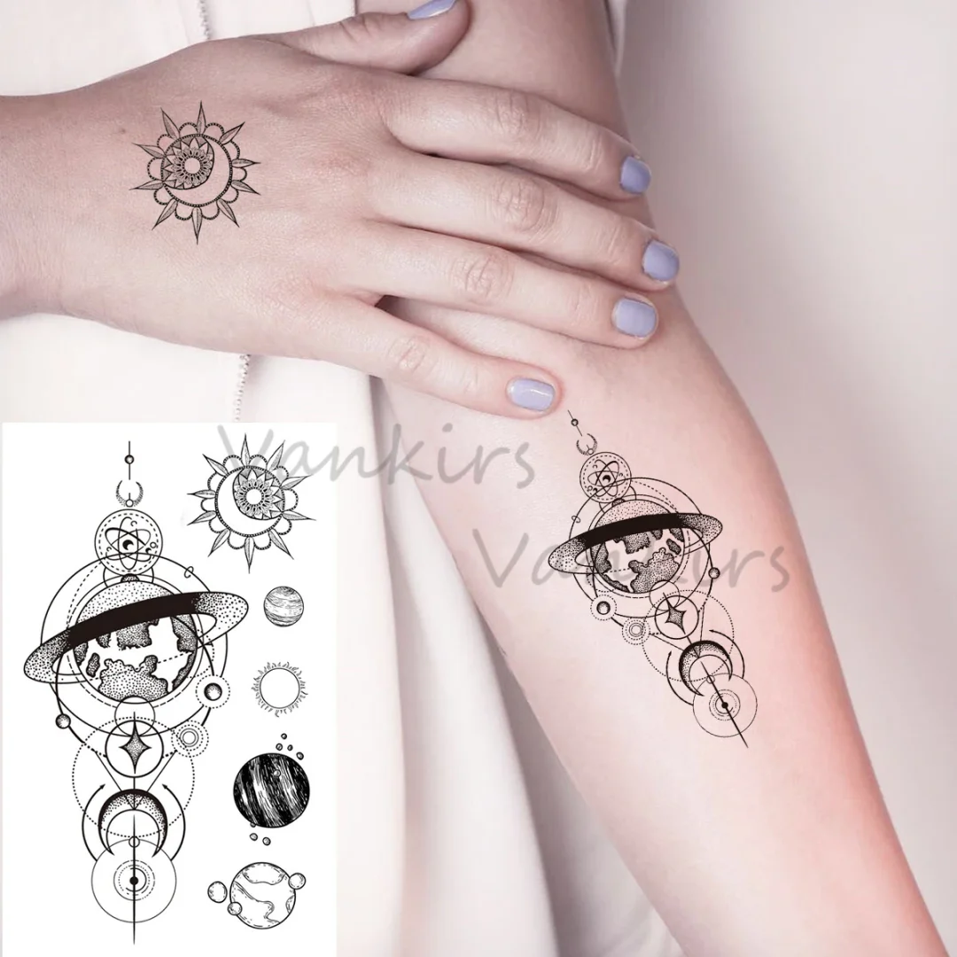 Sdrawing Cloud Coconut Tree Temporary Tattoos For Adults Girls Tiger Flower Compass Mountain Fake Tattoo Sticker Arm Leg Tatoos