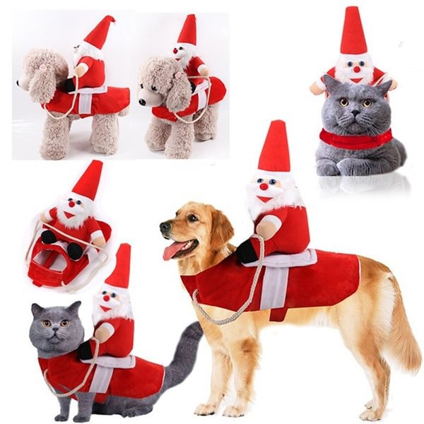 Running Santa Christmas Pet Costumes Santa Dog Costume Dog Apparel Party Dressing up Clothing for Small Large Dogs Cats Clothes Pet Outfit - Shop Trendy Women's Fashion | TeeYours