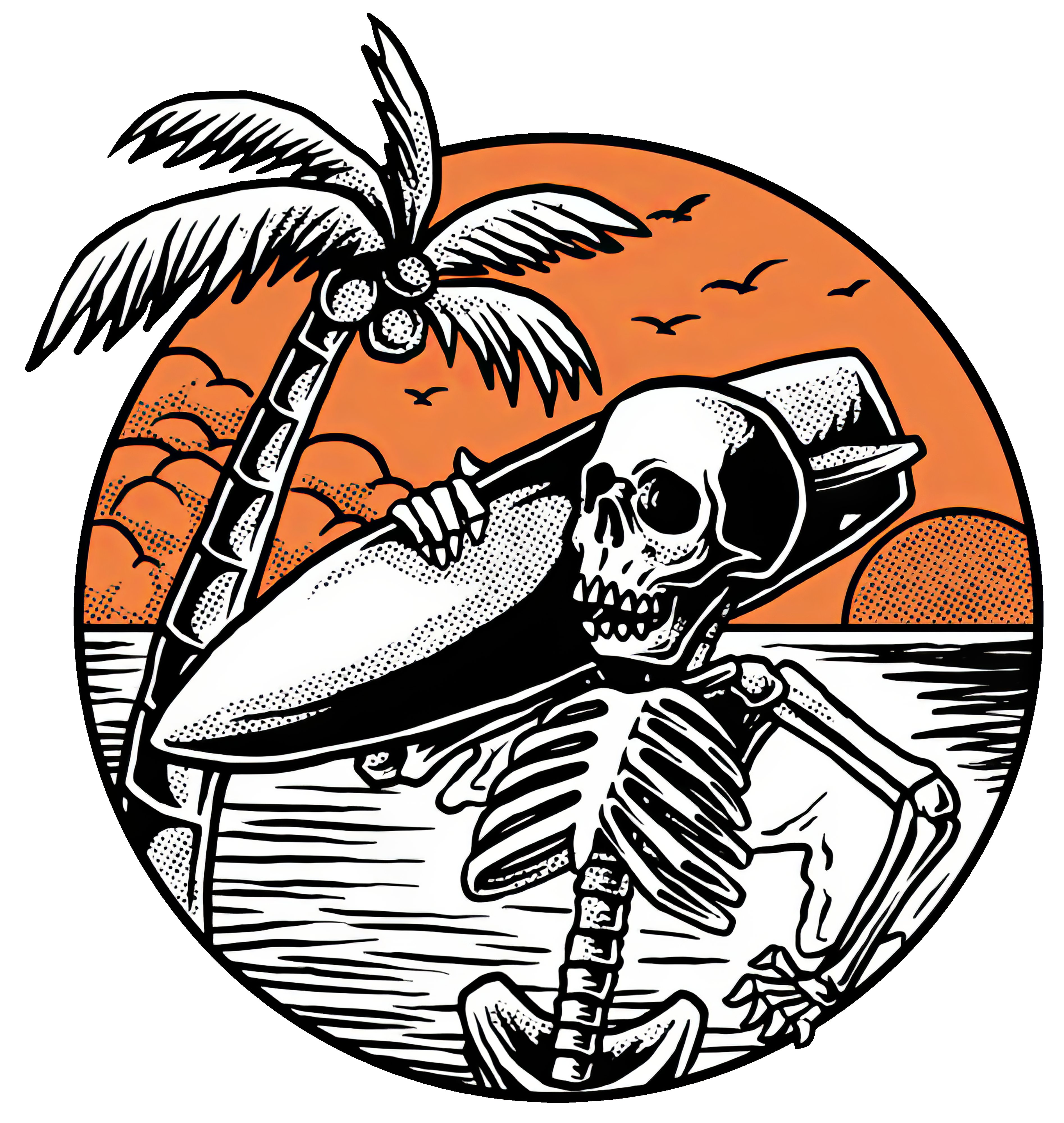  Vacation surfing skull print designer t-shirt-Ranbybox