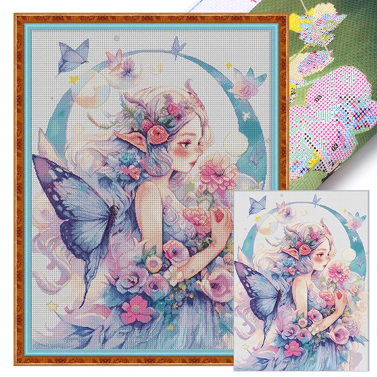 Spring Brand  Butterfly Girl - Printed Cross Stitch 14CT 63*79CM