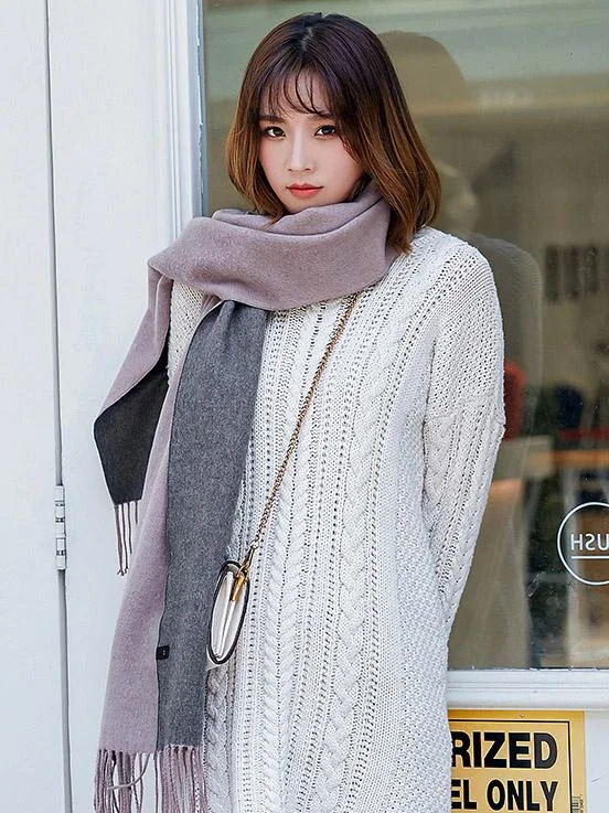 Both-side Warm Tasseled Super Long Scarf