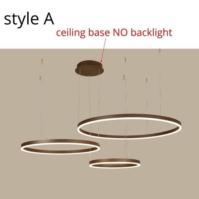 Modern LED Pendant Lights For Living Dining Room Dimmable Suspension Luminaire Suspendu Circular Rings Coffee Hanglamp Luminaria