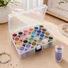 24Pcs Round Bottles No Insert Diamond Painting Containers Multi Purpose Portable Plastic Case Box with Stickers & Compartments Arts Crafts Storage Bottle for Hardware Rhinestone (24pcs-no)