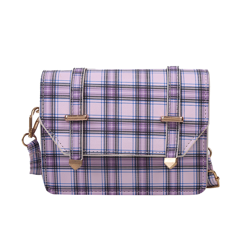 

Fashion Plaid Crossbody Bags Women Preppy Style PU Shoulder Pouch -Purple, 501 Original