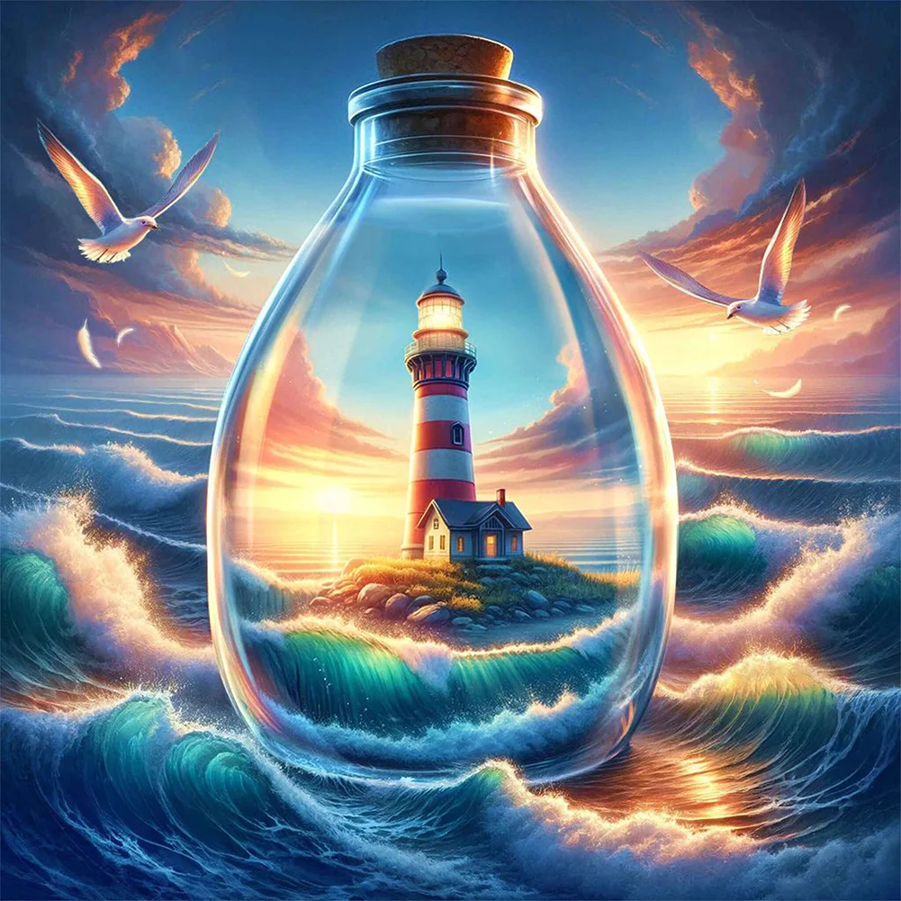 Partial AB Diamond Painting - Full Round Drill - Sea Lighthouse(Canvas|45*45cm)