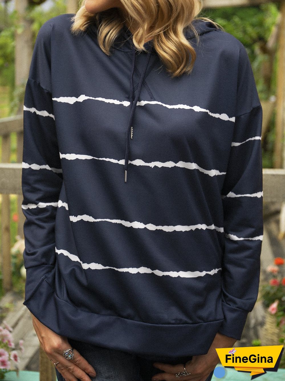 Cotton-Blend Hoodie Long Sleeve Sweatshirt