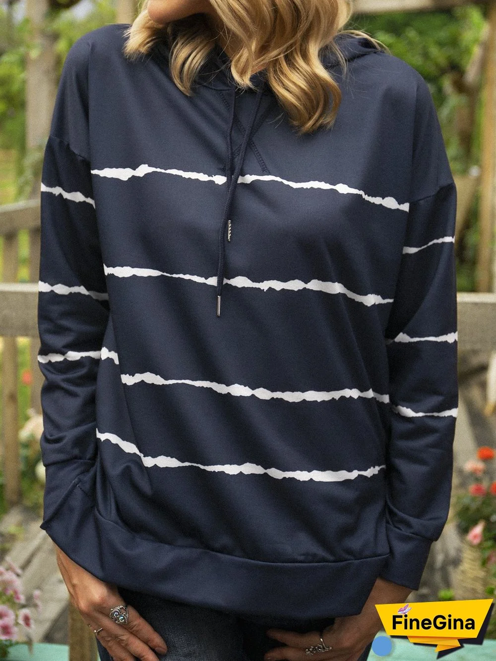 Cotton-Blend Hoodie Long Sleeve Sweatshirt