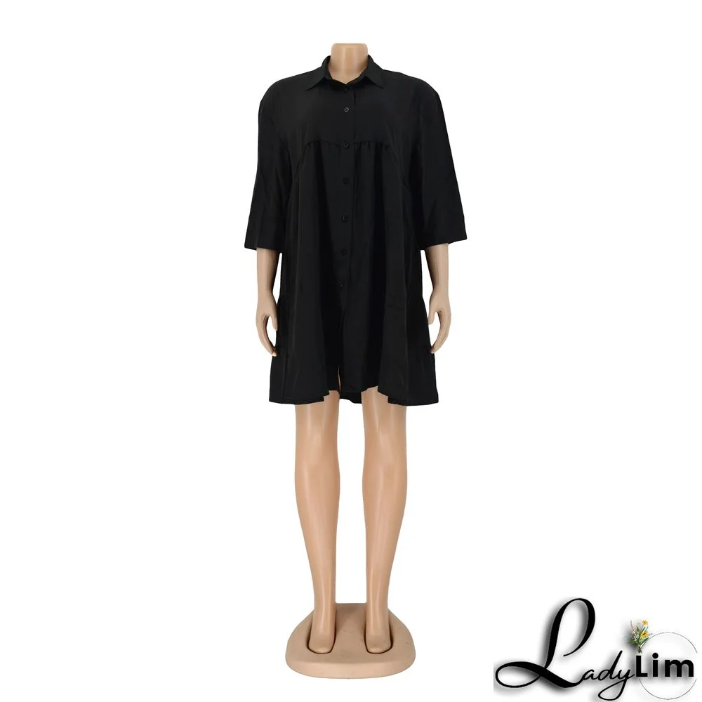 Women's Dress Short Sleeve Shirt Dress Loose Summer Short Skirt A-Line Skirt