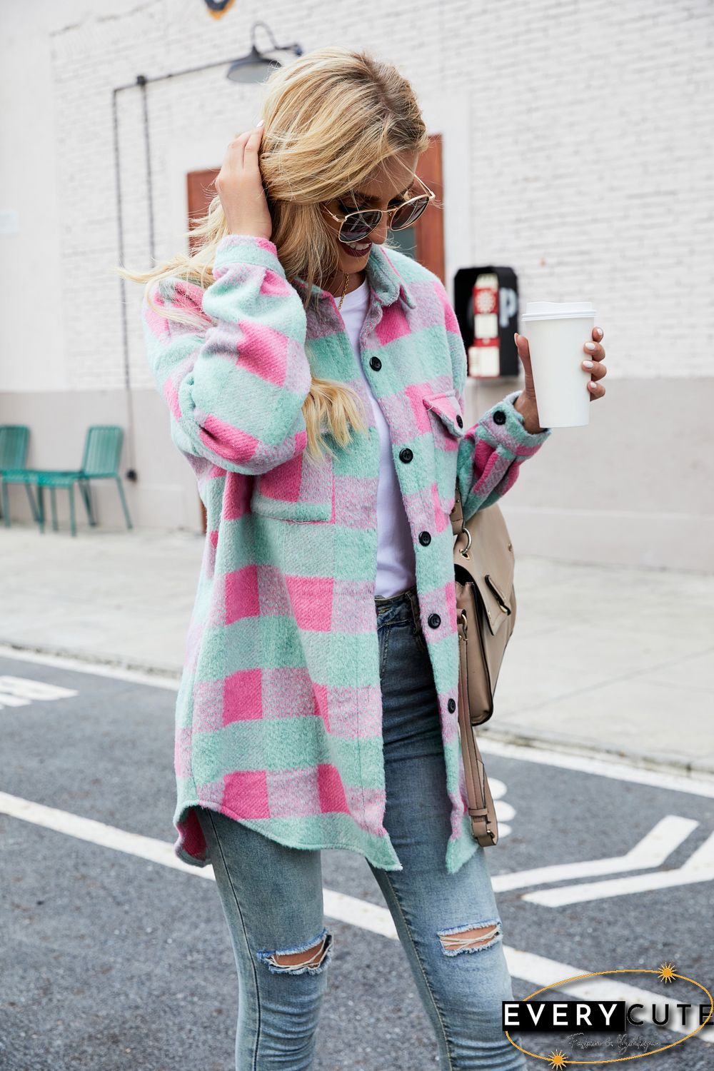 Collar Button Down Thick Shacket Jacket