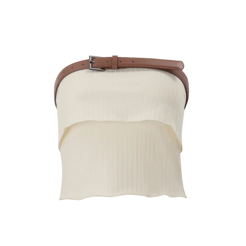 Uveng Uveng 2024 New Fashion Sexy Street Hot Girl Short Knit Bottom Small Vest Top