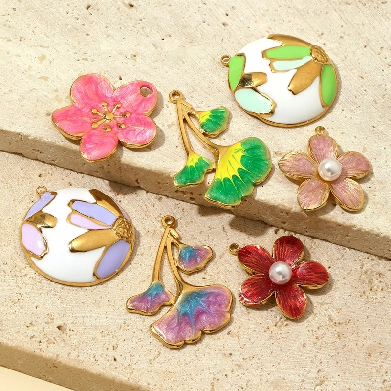 3 PCS/Package 8 * 20mm 304 Stainless Steel Leaf Flower Pendant Jewelry Accessories