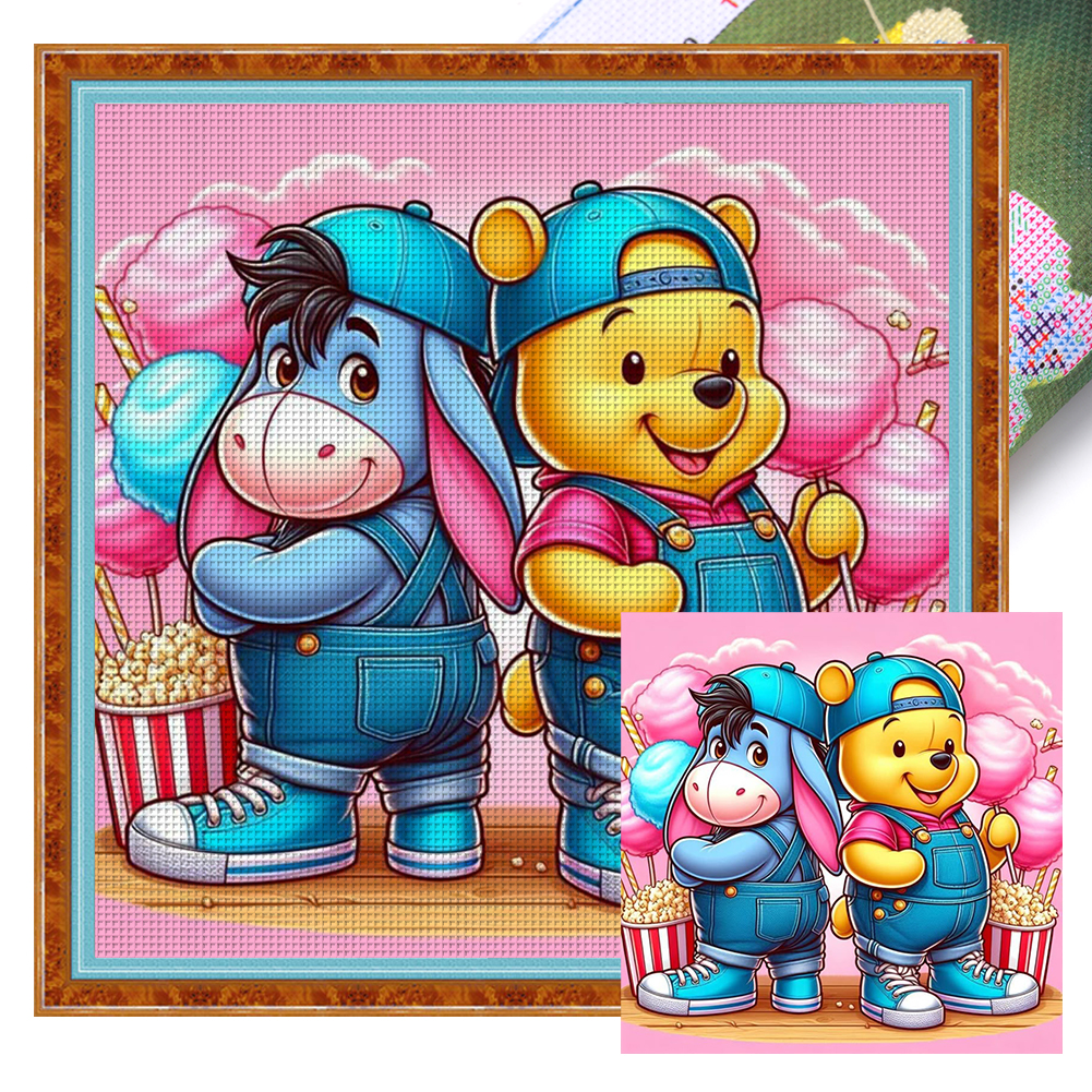 Winnie The Pooh Full 11CT Pre-stamped Canvas(45*45cm) Cross Stitch